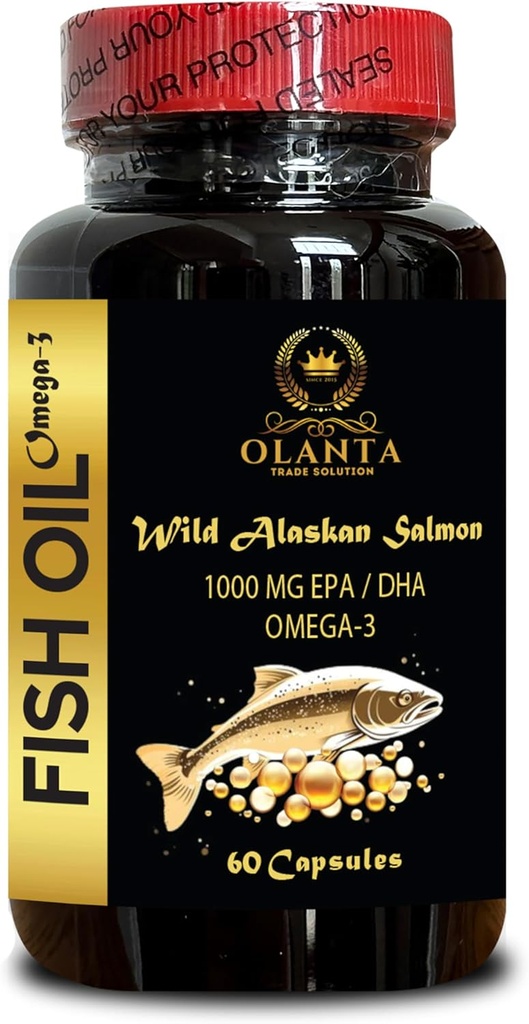 Omega 3 Fish Oil - Quelle Omega 3 Supplement, Wild-Caught Fish Oil, Bio Omega 3 Fettsäuren ergänzt Burpless 1 Flasche 60 Kapseln