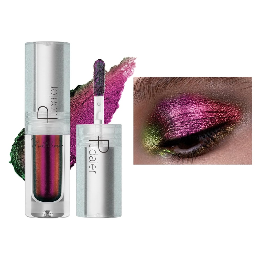 ZUK Glitter Liquid Multichrome Eyeshadow, Multi-Dimensional Metallic Eye Shadow, High Pigmented Cameleon Eye Makeup, Quick Sechage Eye Brightener Stick, Imperméable et résistant aux boues