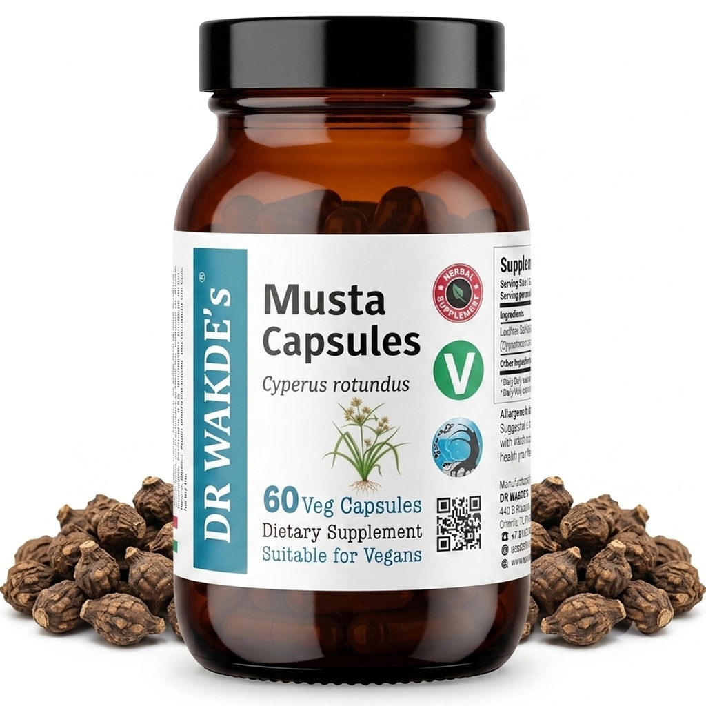 DR WAKDE'S Musta Capsule (Cyperus rotundus, 60 Veg Caps, Plant-Based Supplement, Ayurvedic Herb, All Natural, Vegan)