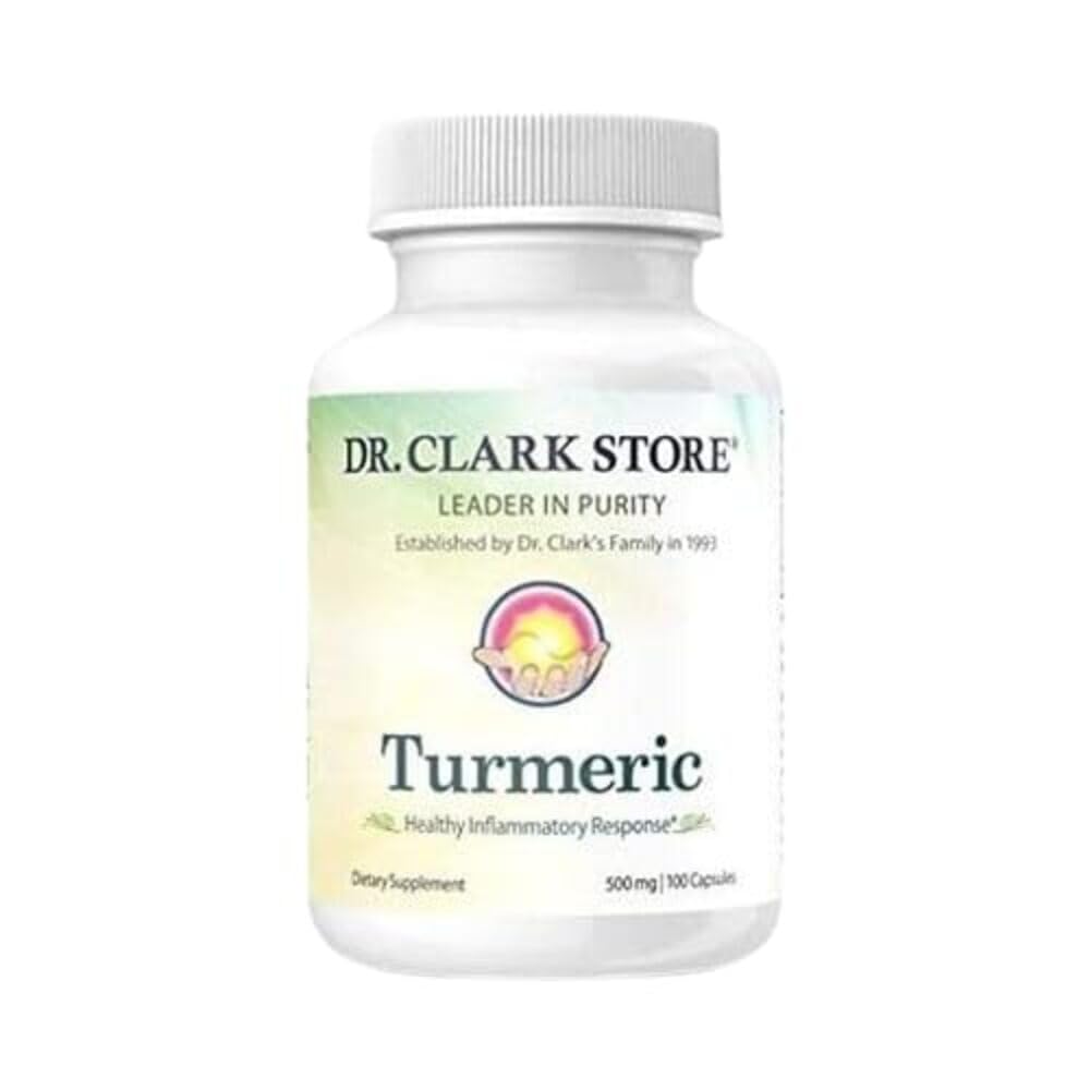 Dr. Clark Store Kurkumin 500mg – 100 Kapseln, Immununterstützung, Natürliche Kräuterergänzung, Non-GMO, Vegan, Antioxidans Boost