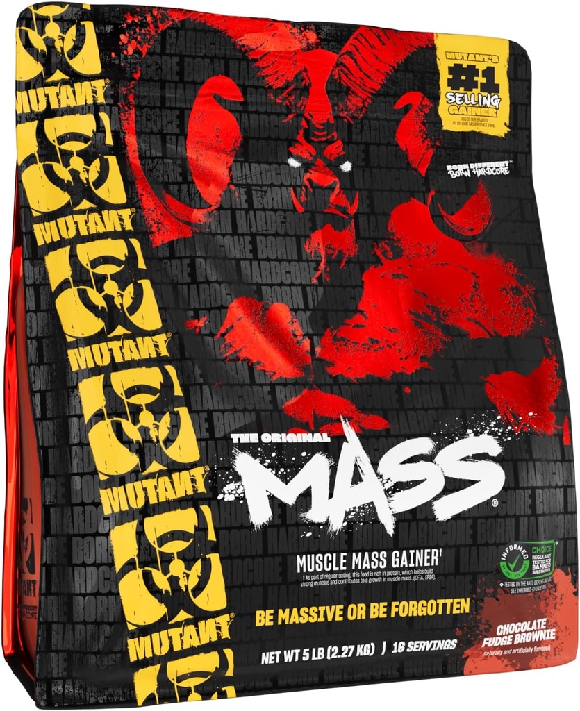 Mutant Mass Weight Gainer Protein Powder - Proteine ad alta Calorie per massa magra, costruzione del muscolo, &amp; Bulking - 5 Pound - Chocolate Fudge Brownie