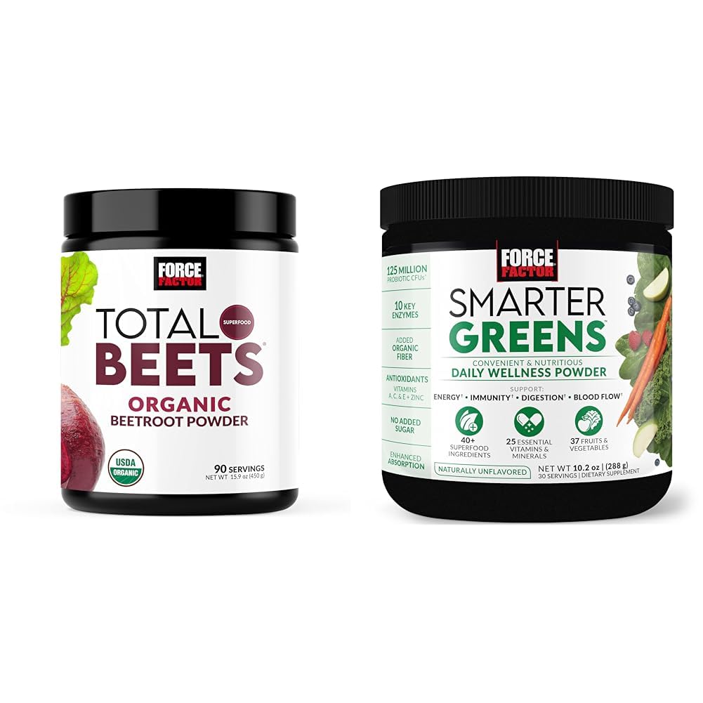Kraftfaktor Total Beets Organic Beetroot Powder Superfood to Boost Daily Nutrition, USDA Organic & Smarter Greens Daily Wellness Powder zur Unterstützung von Energie, Immunität und Verdauung