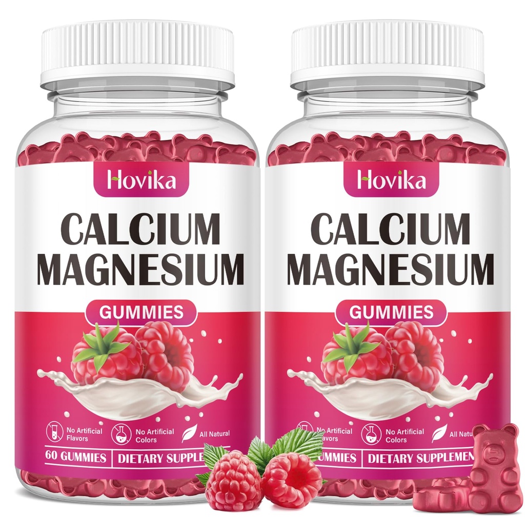 Calcio Magnesio Zinc Gummies-Calcium Magnesio 2:1 Ratio con vitamina D3, K2, B6, B12 per Bone Forza, Funzione muscolare & Nerve Salute, Formula di assorbimento extra, Vegan, Raspberry Flavor 120 Gummies