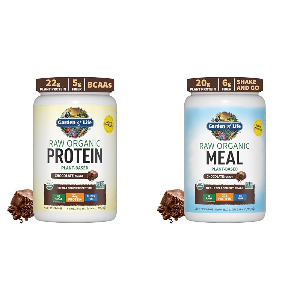 Garten des Lebens Organische Vegan Schokoladenprotein Pulver Raw Organic Meal Ersatz Shakes - Schokolade Pflanze basiert Vegan Protein Pulver
