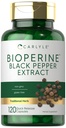 Carlyle Bioperine 10mg | 120 capsule | Non-GMO & Gluten Free | Fonte dell'estratto di pepe nero | Supporta l'assorbimento della polvere della curcumina