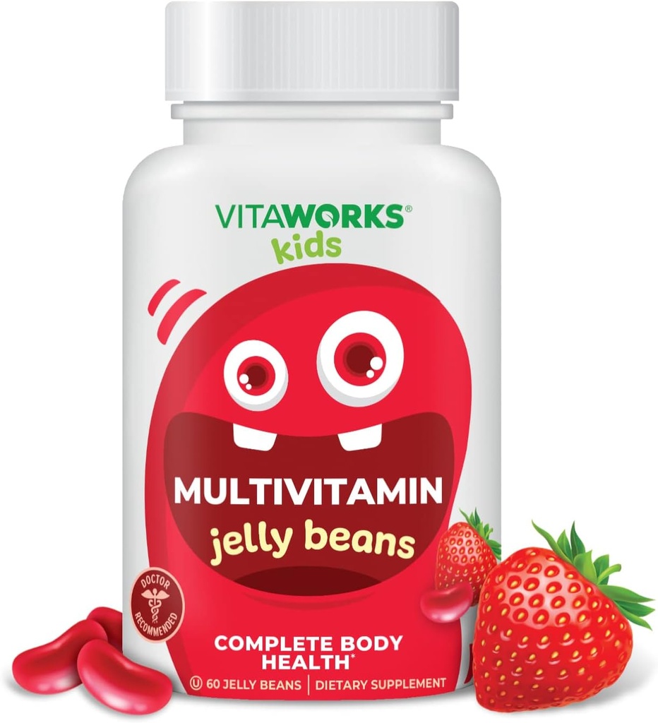 Bambini Multivitaminici & Minerali Jelly Beans - Sapore di frutta naturale saporito - Vegetariano, OGM-Free, Nut Free - Integratore alimentare - Body Health completa per bambini - 60 Jellies