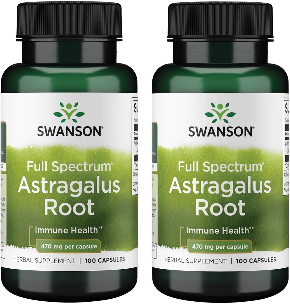 Swanson Astragalus Wurzel - Kräuterergänzung Förderung Immunsystem Unterstützung - Natürliche Formel Unterstützung Herz & Leber Gesundheit - (100 Kapseln, 470mg Jeder) (2 Packung)
