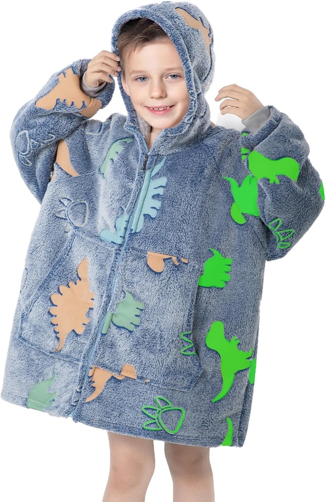 MeMoreCool Wearable Blanket Kids Blanket Hoodie, con cappuccio Blanket Kids Comfy Blanket Felpa, Toddler Blanket con cappuccio