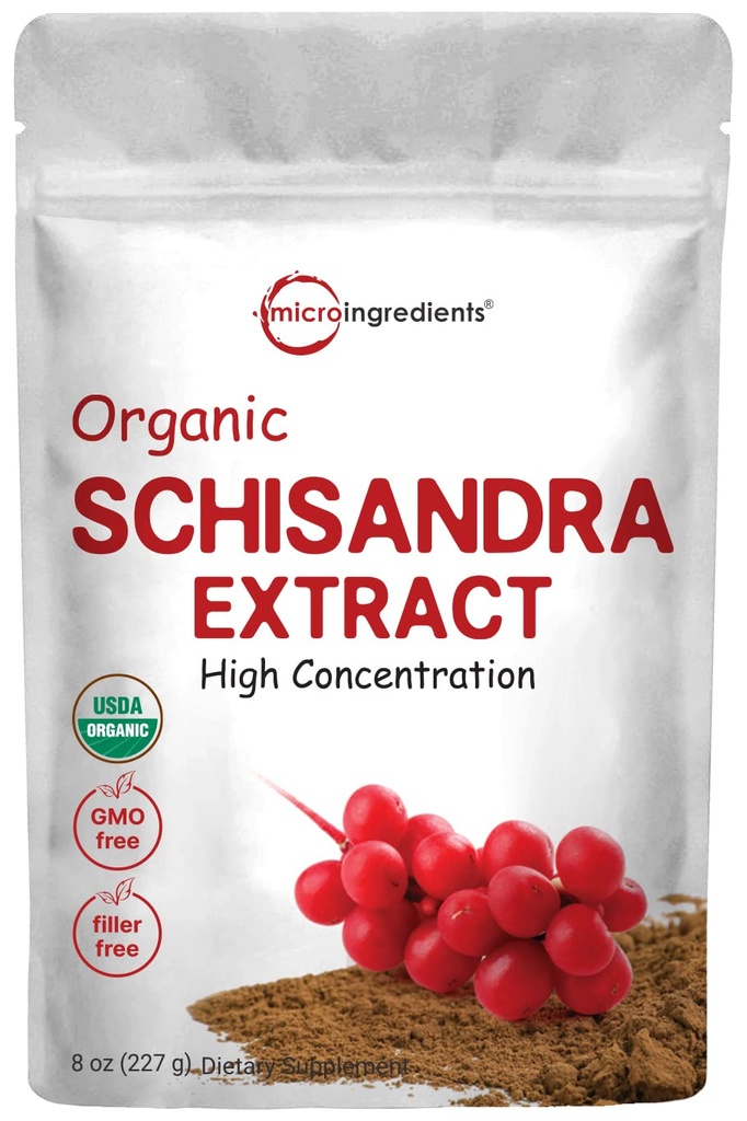 Poudre d'extrait de Schisandra biologique, 8 once, Adaptogène traditionnel et sans fil, supplément de Schisandra pur, soutient la désintoxication hépatique et la santé cognitive, aucun OGM