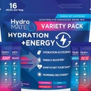 HydroMATE Elektrolyte Pulver Getränke Mix Packets Hydration Accelerator Low Sugar Party Favors für schnelle Erholung Vitamin C Plus Koffein Vielfalt Pack 16 Sticks