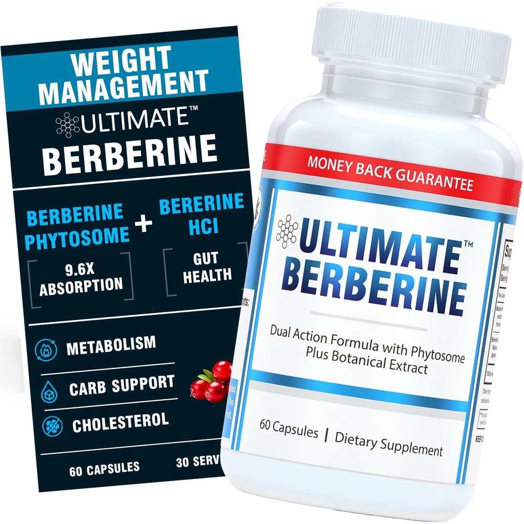 Phytosome berbérique ultime pour la prise en charge du poids sain, le métabolisme et la santé git - 9,6X Absorption avec formule à double action - Immunity & Cholestérol Support - 1000mg cliniquement prouvé supplément