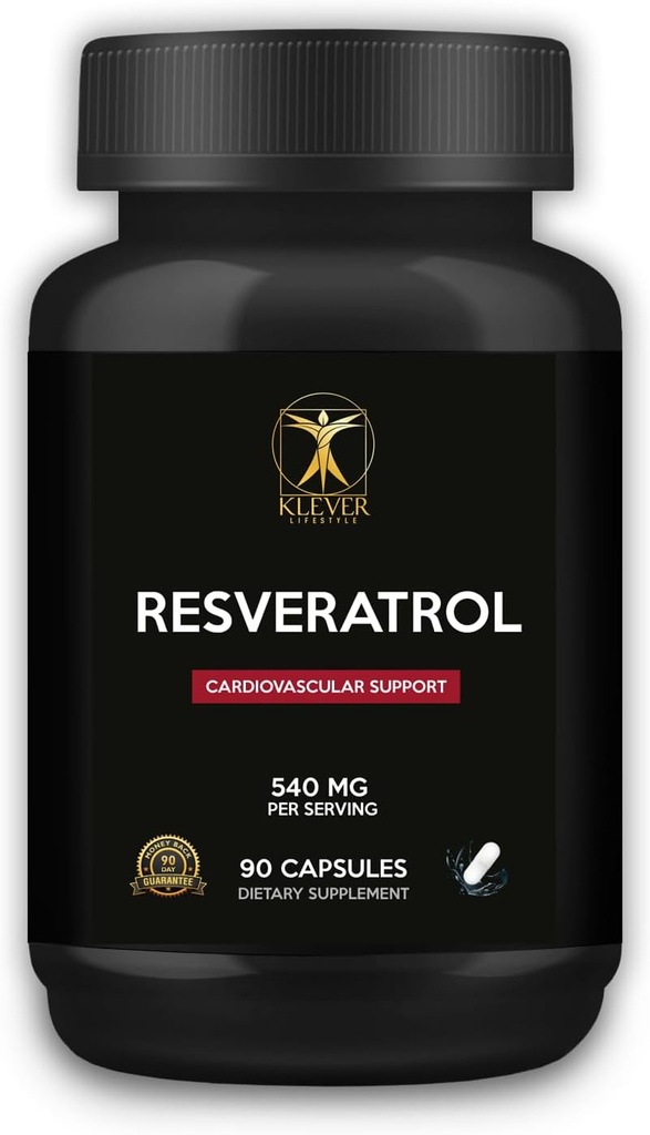 Klever Lifestyle | Resveratrol Antioxidans Ergänzung | Unterstützt Immunfunktion, Langlebigkeit, Gesunde Alterung | 90 Kapseln | 540mg pro Servieren