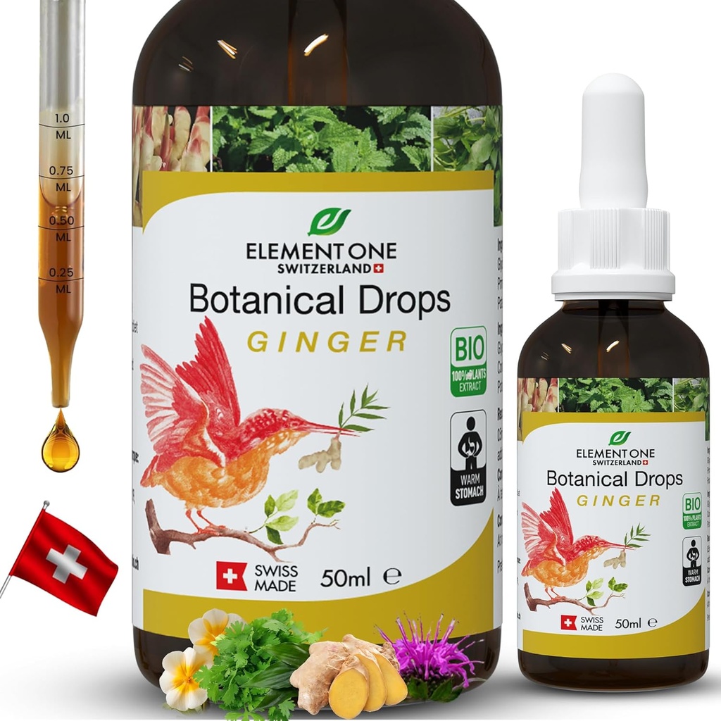 Natürliche Botanische Tropfen – Ingwer und Verdauungsenzyme in einer Bio-Formel für umfassendes Wellness, unterstützen Immunsystem, fördern Entzündungsentlastung und verbessern Blutzirkulation (50ml)