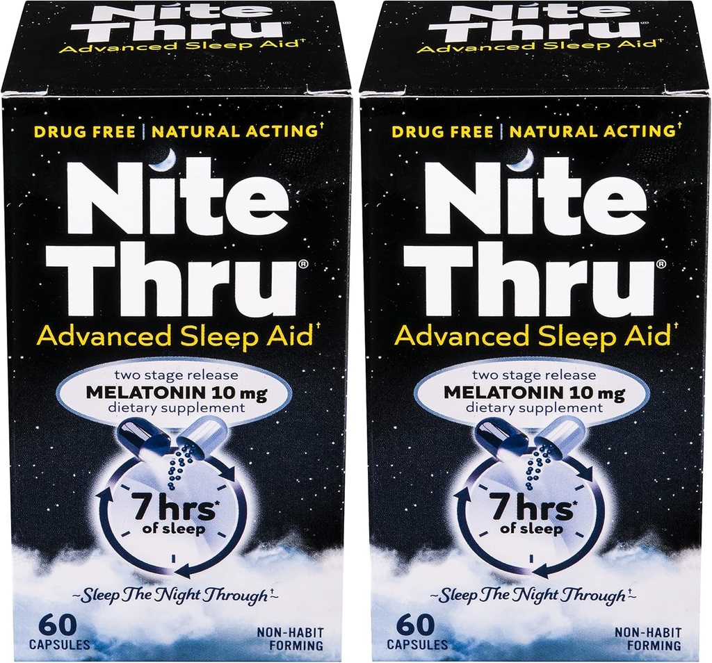 Erweiterte Schlafhilfe Melatonin Nahrungsergänzung, 10mg Kapseln, 60 Zähler (Pack von 2)