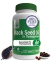 Santé Thru Nutrition Huile de graines noires 500mg 360 Softgels haute puissance 2% de thymoquinone.