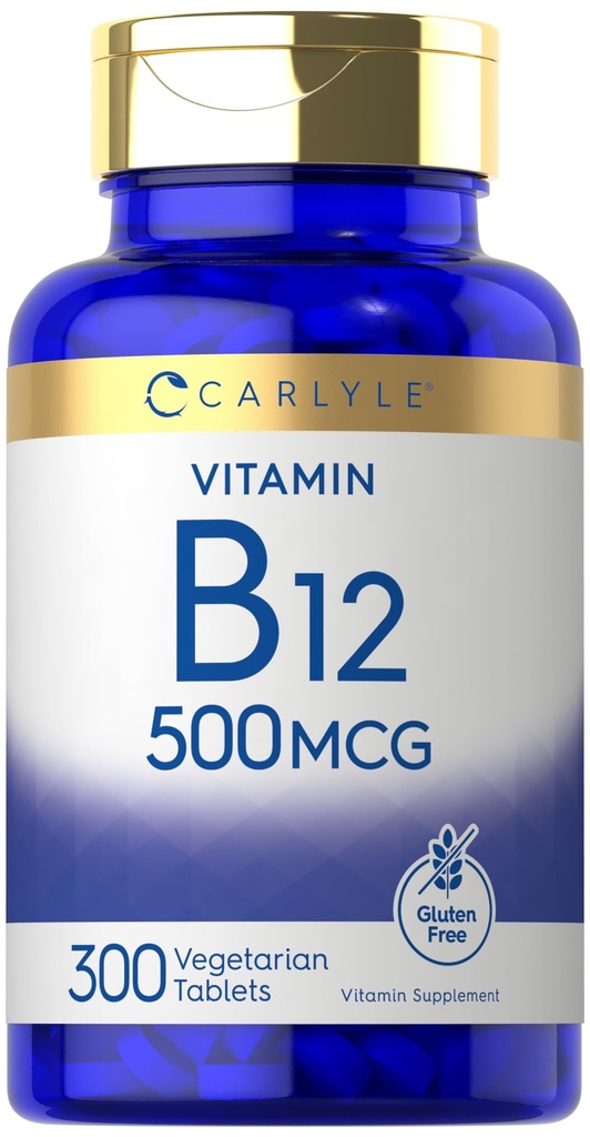 Carlyle Vitamin B-12 500mcg | 300 Tabletten | Vegetarisch, Non-GMO, Glutenfreie Ergänzung