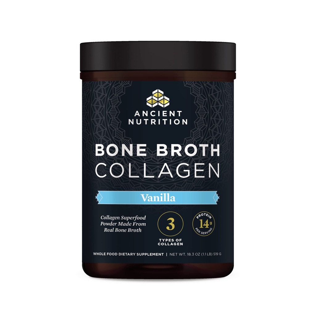 Antica Nutrition Collagen Powder, Bone Broth Collagen, Vanilla, Peptidi Multi Collagen idrolizzati, Supporta Pelle e Unghie, Integratore Congiunto, 30 Serve, 18.3oz