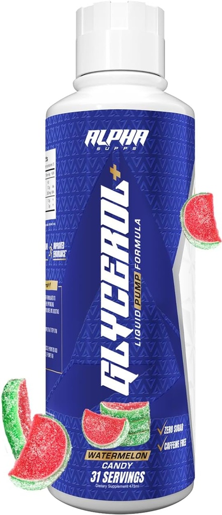 Formula di pompa liquida Glycerol+ - Glycerol e Citrulline Liquido Stim-Free Integratore ad alta efficienza per pompe muscolari potenziate, idratazione e resistenza (31 Serve, Watermelon Candy)