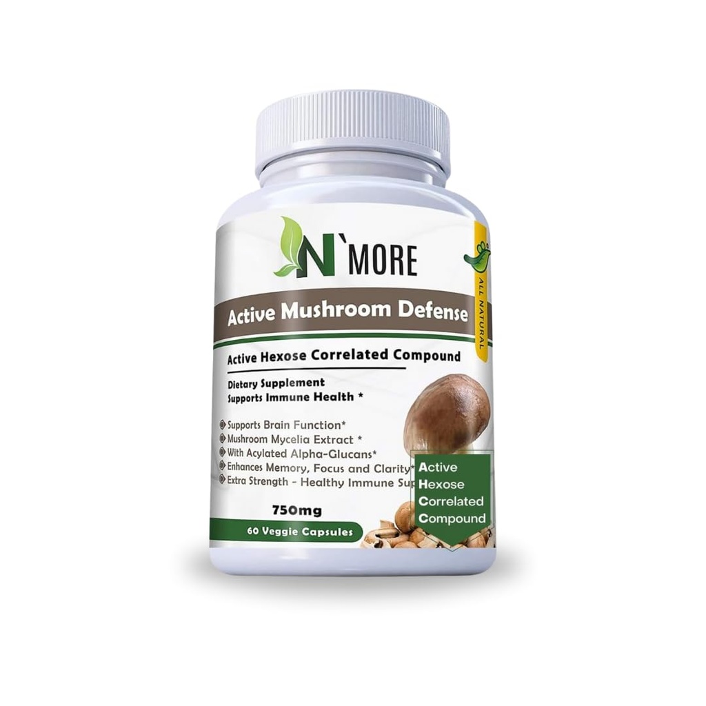N' MORE Six Active Mushroom Defense Integratore alimentare Supporta Immune Health 60 Veggie Capsule 750 mg