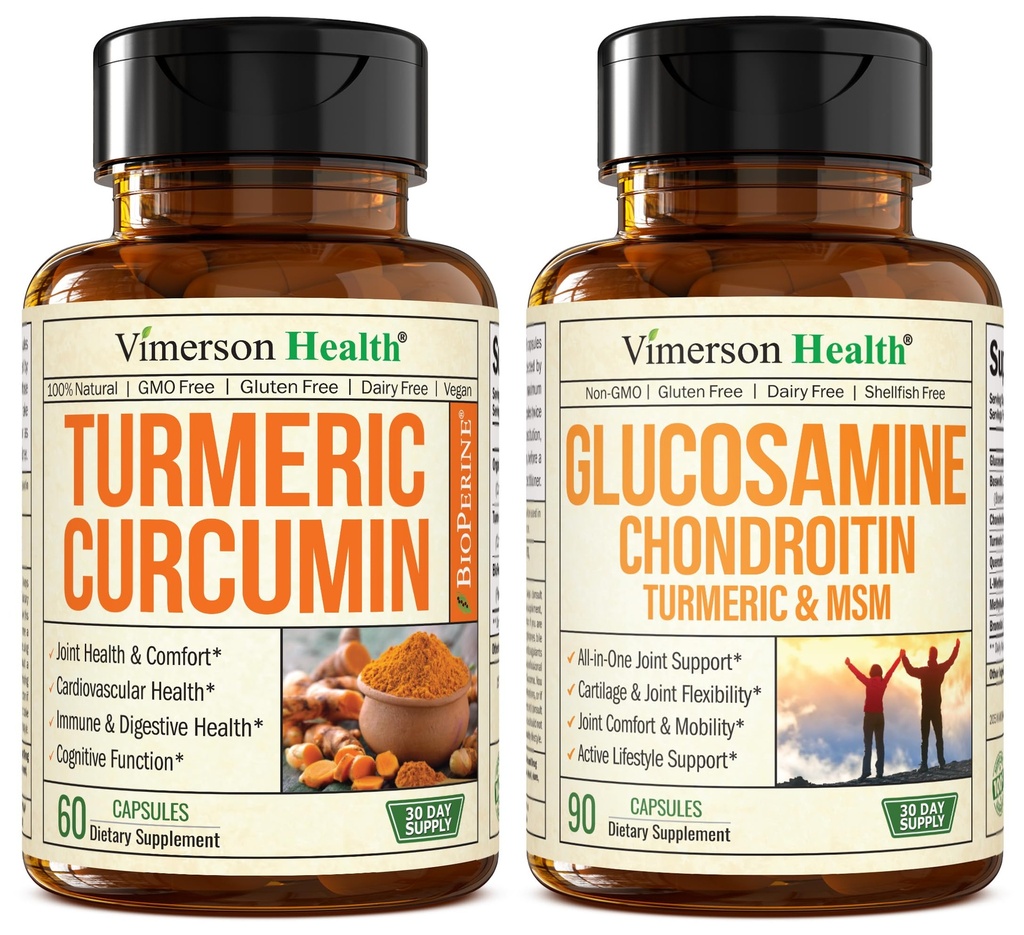 Kurkuma Curcumin mit schwarzem Pfeffer Extrakt & Glucosamin Chondroitin MSM Joint Support Supplement