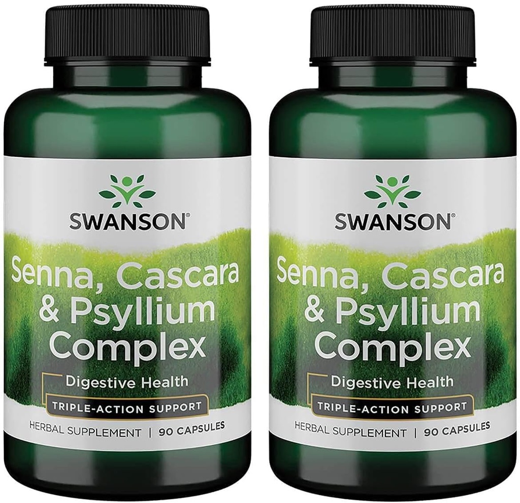 Swanson Senna Psyllium Cascara Complex GI Tract Regularity Support 90 Kapseln (2 Packung)