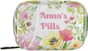 Benutzerdefinierte Pille Box 7 Tage Pille Case Tasche Aquarell Floral personalisiert Name Reise Pille Organizer Tasche mit Reißverschluss Tragbare Wöchentliche Tasche Kompakte Größe für Vitamin Supplement Halter