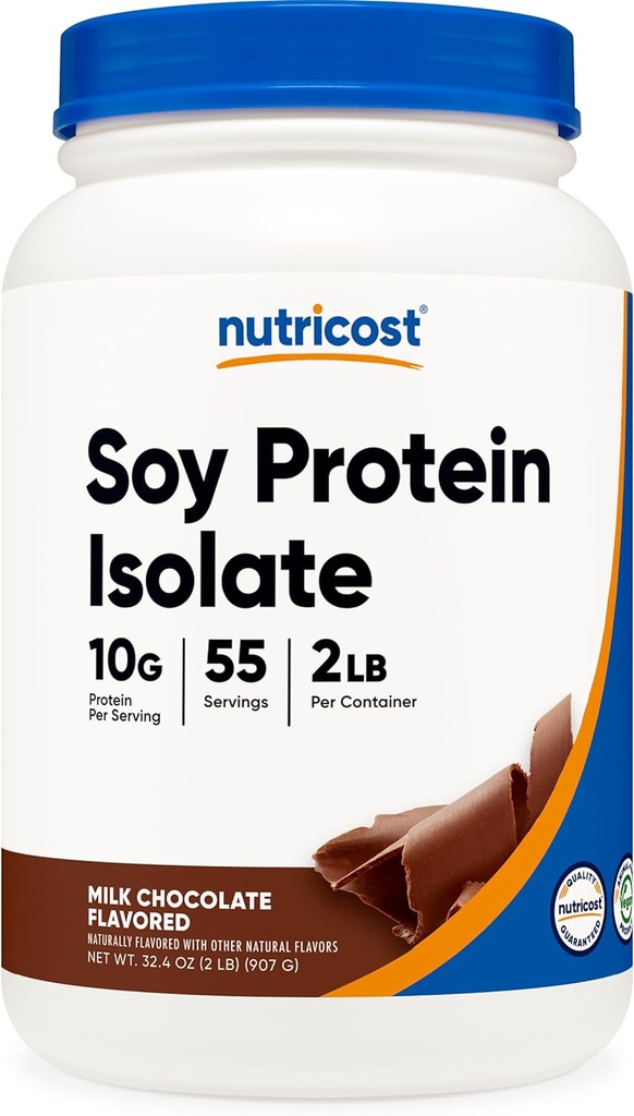Nutricost Soy Protein Isolate Powder, 2 LB Milk Chocolate - 10 Grammi di Proteine Per Serving, Vegan, GMO-Free & Gluten Free