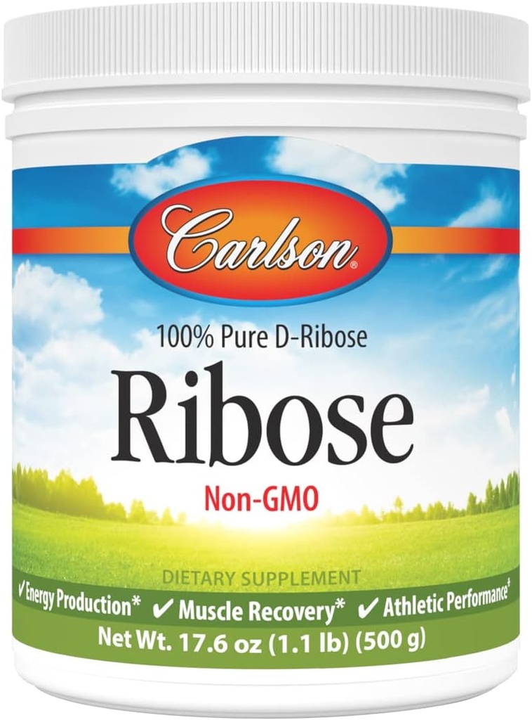 Carlson - Ribose, 100% Pure D-Ribose, Non OGM, Produzione Energetica, Recupero Muscolare & Performance Atletica, 17.6 oz (500 g)