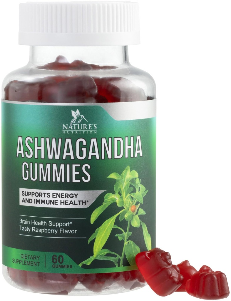Ashwagandha Gummies 30:1 Auszug aus 3000mg - Vegan, Plant Based, Non-GMO, Gluten-Free & Gelatin Free, Ashwagandha Beilage für Damen und Herren, Natürliche Beruhigung, Entspannung, & Immununterstützung, 60 Gummie