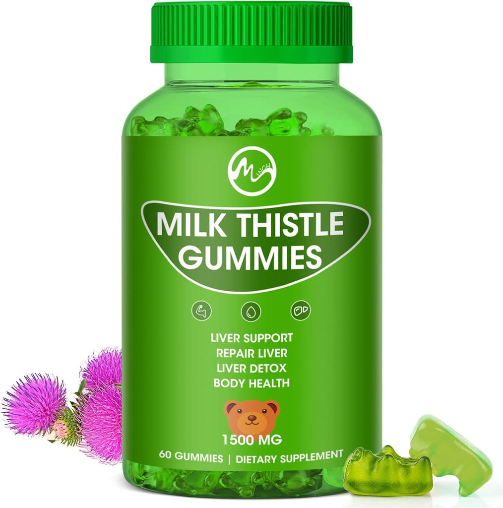 Milk Thistle Gummies, Liver Cleanse Gummy, Organic Liver Detox Ergänzungen für Herren & Frauen - 60 Gummies (60 Count (Pack von 1))