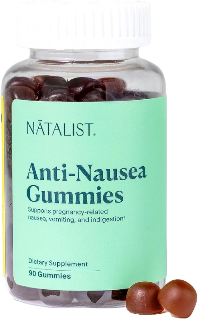 NATALIST Anti-Nausea Gummies Morning Sickness Relief per le donne incinte - Chewy Organic Ginger & Vitamina B6 Supplemento Aiuta la calma gravidanza Nausea Upset Stomach & Indigestion - 90 Vegan Drops