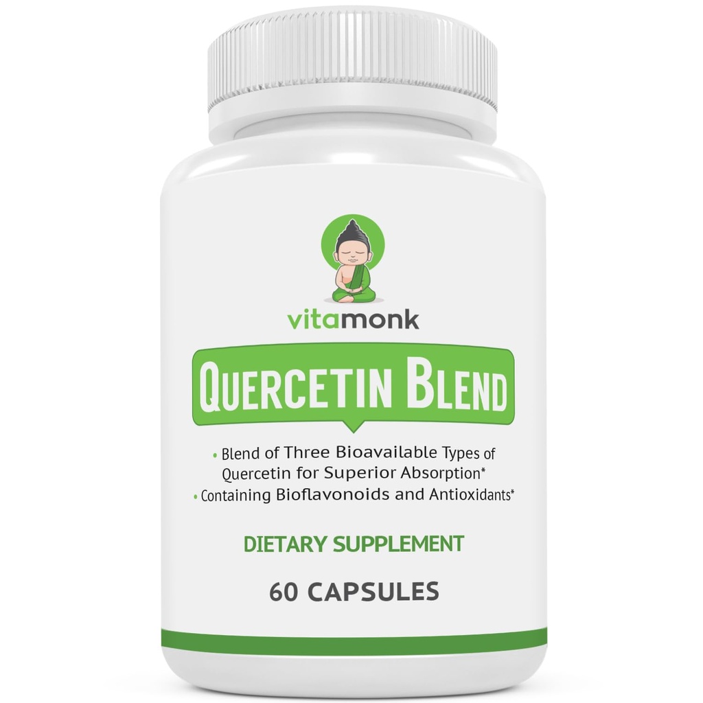 VitaMonk Quercetin Complex - 3 bioaktive Formen von Quercetin - Isoquercetin, Quercetin Dihydrate und Quercetin Phytosome - für überragende Absorption - Quercetin 500mg Kapseln - Quercetin mit Bromelain