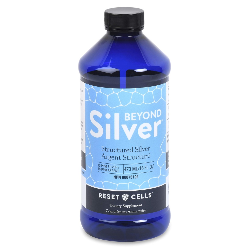 Beyond Silver Structured Silver Solution - 15ppm - 16oz - Pure Colloidal Silver Liquid for Immune Support - Alkaline Silver Water Dietary Supplement