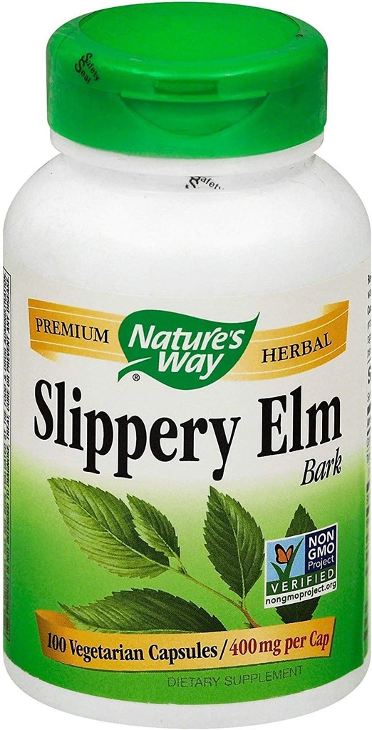 Via della natura Slippery Elm Bark, 100 Veg capsule per bottiglia (3 bottiglie)