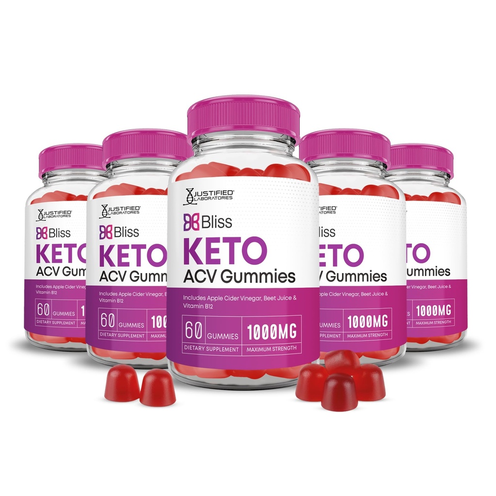 Laboratori giustificati (5 Pack Bliss Keto ACV Gummies Advanced Formula 1000MG X 10 Bliss Boost formulato con polvere di succo di barbabietola di melograno B12 Vegan Non OGM 300 Gummys