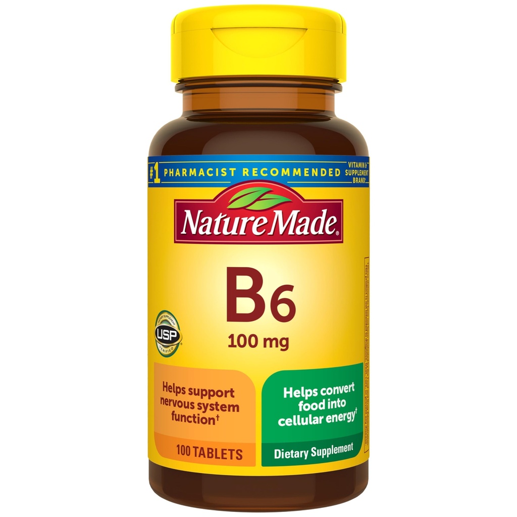 Natur gemacht Vitamin B6 100 mg Tabletten, 100 Zähler für Stoffwechsel Gesundheit