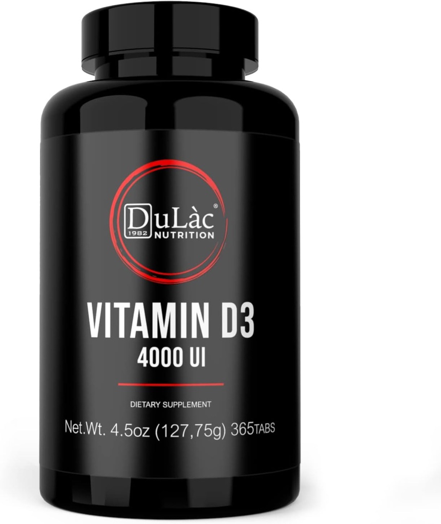 Dulàc - supplément de vitamine D3 4000 UI, favorise l'absorption du calcium et du phosphore, soutient les os, les dents, les muscles et le système immunitaire, 365 comprimés, fabriqués en Italie