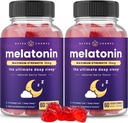 NutraChamps (Pack of 2 Melatonin Gummies per adulti, Vitamine di aiuto al sonno ad alta resistenza, 5mg o 10mg Dose, Vegan Natural Strawberry Flavor Supplemento per un sonno migliore, 120 Gummies