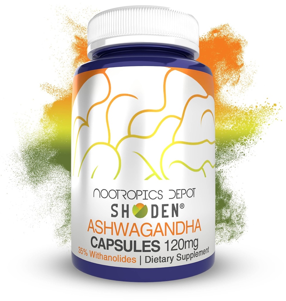 Nootropics Depot Shoden Ashwagandha Extrakt Kapseln | 120mg | 90 Count | 35% Withanolides