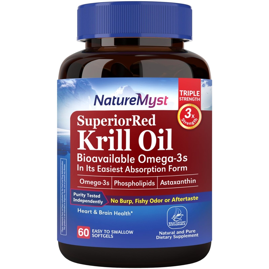 Krill Oil 1000 mg Softgels, Krill Oil Omega-3s, EPA, DHA, Astaxanthin & Phospholipide, 60 Count (Pack von 1), Non-GMO, No Gluten, Made in USA