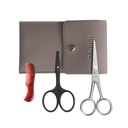 LIVINGO 4,5 Zoll Bart & Schnurrschere für Herren, Professionelle Runde Spitze Sicherheit Scharf Edelstahl Kleine Schönheit Gesichts Nasen-Haar Trimming Scheren Kit mit Mini Comb und Leder Case
