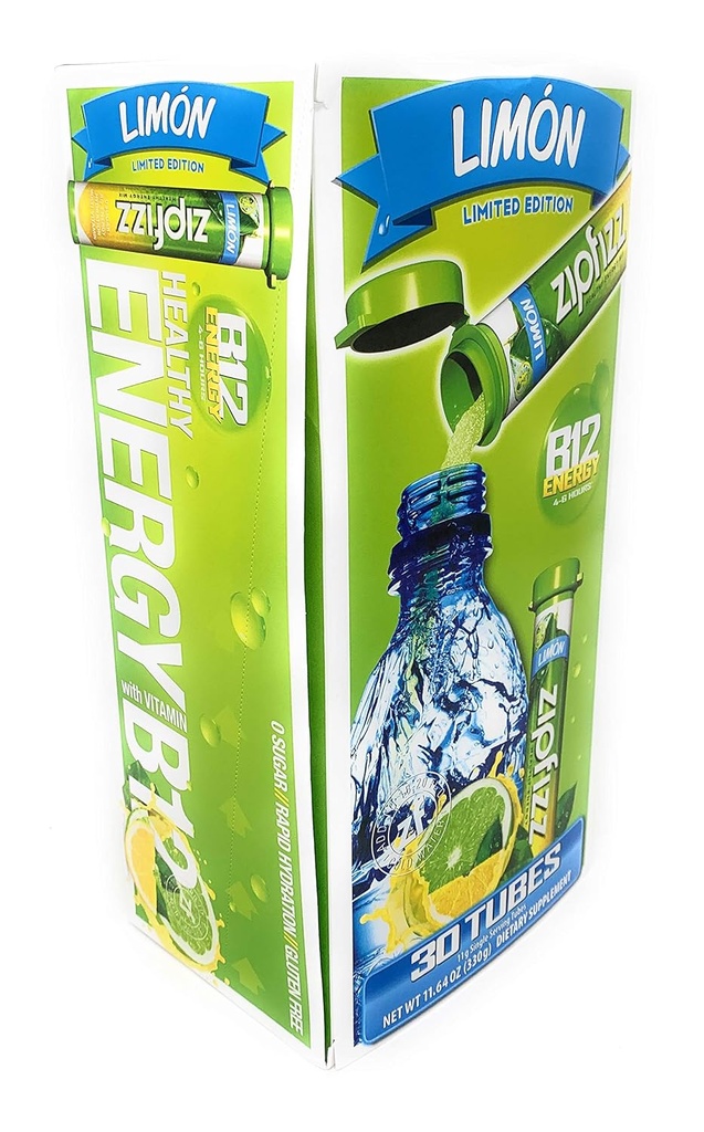 Zipfizz B12 Energy 30 Tubes Dietary Supplément Limon (édition limitée), 11.64 Ounce