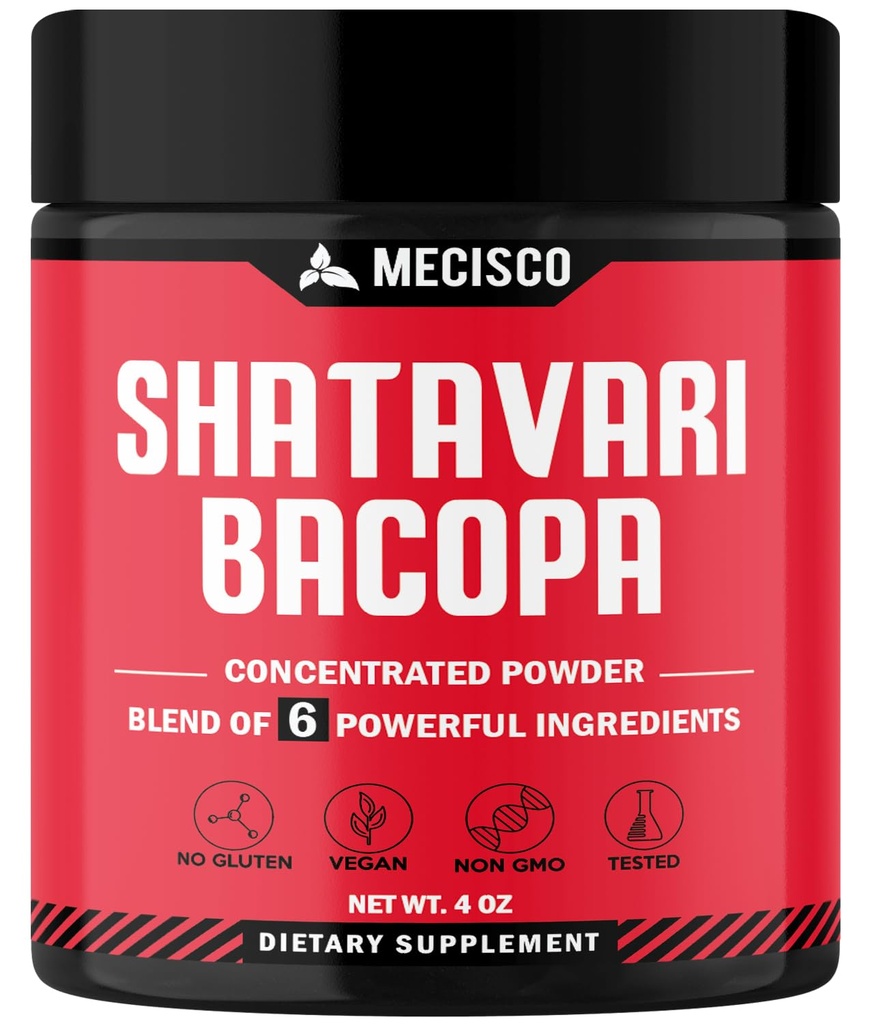 6in1 Shatavari Powder Organic - Blended with Shatavari Root, Bacopa Monnieri, Ashwagandha Root, Vitex Berry, Fenugreek & Black Pepper - Supporta il ringiovanimento, promuove energia e vitalità - 4 Oz