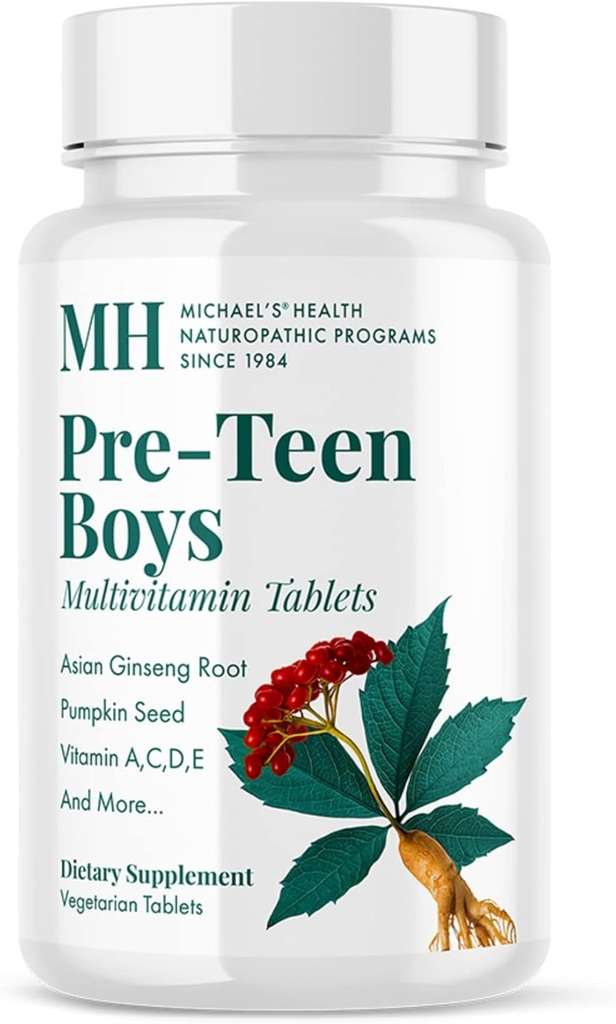 MICHAEL'S Health Naturopathic Programs Pre-Teen Boys Daily Multivitamin - 60 Compresse Vegetariane - con Male Herbal Blend - Kosher - 60 Serve