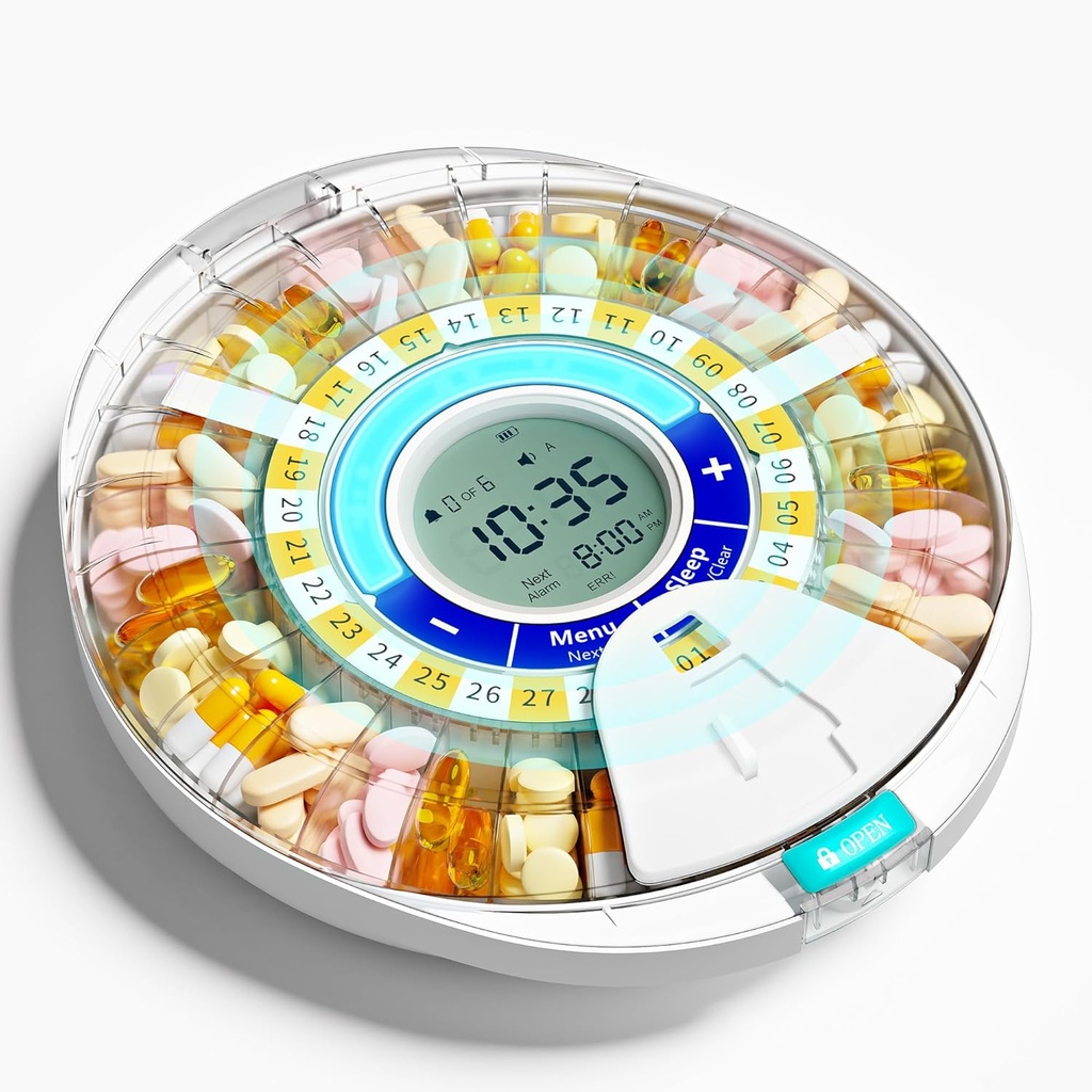 Aufgerüsteter automatischer Pillenspender für Älteres mit Alarm: Smart Pill Dispenser Machine mit 28-Slot, Mix-Proof Tech & XL LCD, Enhanced Durability for Daily Medicine Management