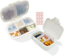 Scatola dell'organizzatore della pedana 2 Pack - Dispenser della piccola pila Home Travel Essentials Supplement Holder Portable Vitamin Case 8 Compartment & 3 Compartment Container Daily Medicine