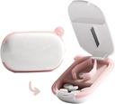 MURRI&MURRDI Cutter à petites pilules et organisateur pour les petites ou grandes pilules, Cutter de médecine portable pour la purse de poche, Cutter de support de pilule pour les vitamines, comprimés, médicaments, rose