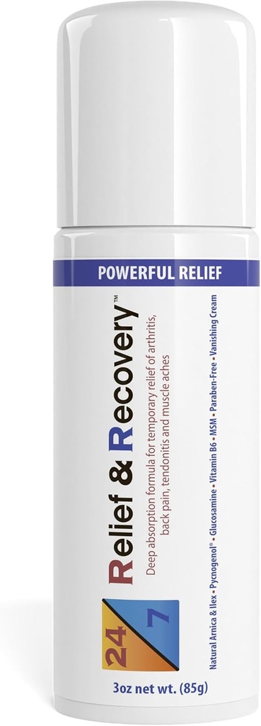 24/7 Relief & Erholung Schmerzen Relief Rolle auf - 3 Unze - Muskel Schmerzen Relief Creme, Gelenk Schmerzlinderung, Bursitis Schmerzlinderung, Sciatica Schmerzlinderung, Schmerzlinderung für Füße, topische Schmerzlinderung