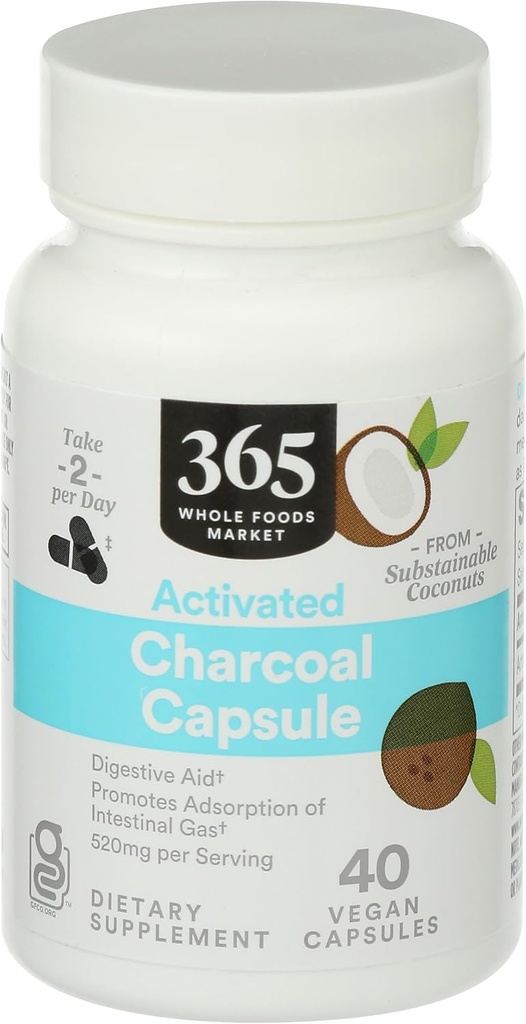 365 By Whole Foods Market, Activated Charcoal, 40 Count