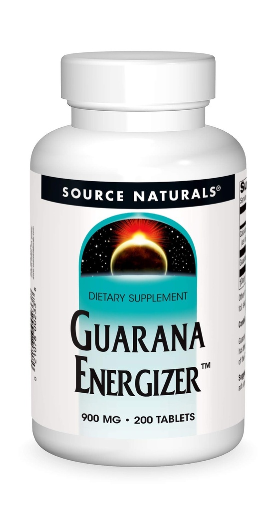 Source Naturals Guarana Energizer 900 mg Caffiène et énergie - 200 comprimés